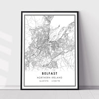 
              Belfast, Northern Ireland Modern Style Map Print 
            