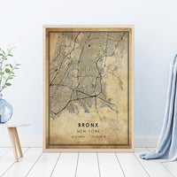 
              Bronx, New York Vintage Style Map Print 
            