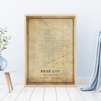 Boise City, Oklahoma Vintage Style Map Print 