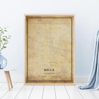 
              Bellis, Alberta Vintage Style Map Print 
            