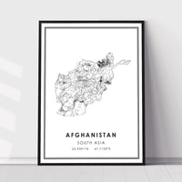 
              Afghanistan, South Asia Modern Style Map Print 
            