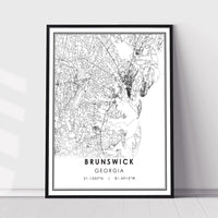 Brunswick, Georgia Modern Map Print 
