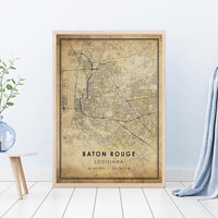 
              Baton Rouge, Louisiana Vintage Style Map Print
            