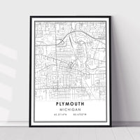Plymouth, Michigan Modern Map Print 