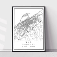 
              Erie, Pennsylvania Modern Map Print 
            