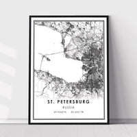 St. Petersburg, Russia Modern Style Map Print 