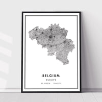 
              Belgium, Europe Modern Style Map Print 
            