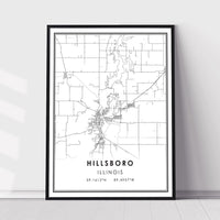 Hillsboro, Illinois Modern Map Print 