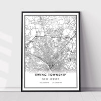 
              Ewing Township, New Jersey Modern Map Print 
            
