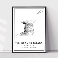 Trinidad and Tobago, Caribbean Modern Style Map Print 