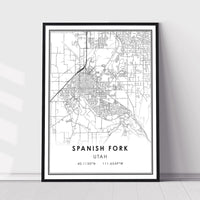 Spanish Fork, Utah Modern Map Print 