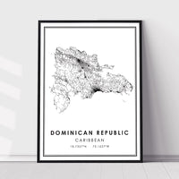 Dominican Republic, Caribbean Modern Style Map Print 