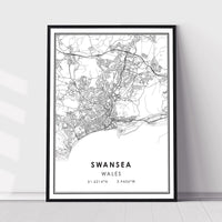 
              Swansea, Wales Modern Style Map Print
            