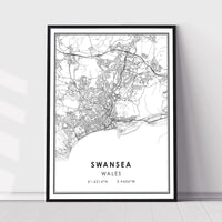 Swansea, Wales Modern Style Map Print