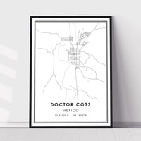 Doctor Coss, Mexico Modern Style Map Print 