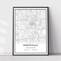 
              Northville, Michigan Modern Map Print 
            