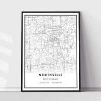 
              Northville, Michigan Modern Map Print 
            