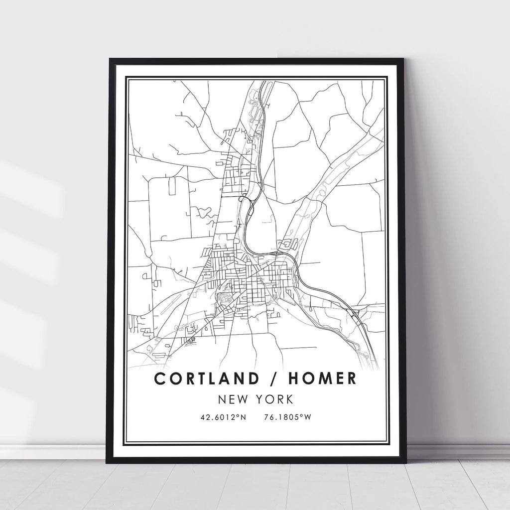 Cortland Homer, New York Modern Map Print 