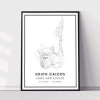 
              South Caicos, Turks and Caicos Modern Style Map Print 
            
