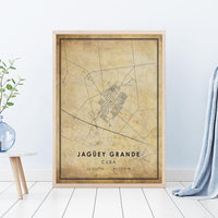 Jaguey Grande, Cuba Vintage Style Map Print