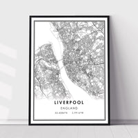 
              Liverpool, England Modern Style Map Print
            