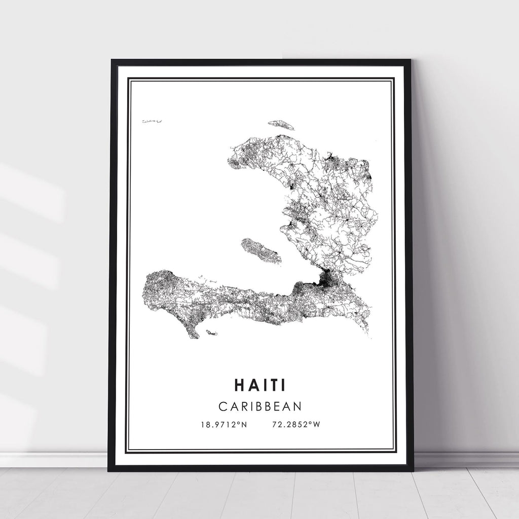 Haiti, Caribbean Modern Style Map Print 