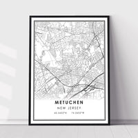 
              Metuchen, New Jersey Modern Map Print 
            