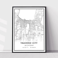 
              Traverse City, Michigan Modern Map Print 
            