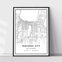 Traverse City, Michigan Modern Map Print 