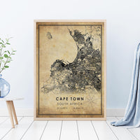 
              Cape Town, South Africa Vintage Style Map Print 
            
