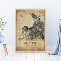 Cape Town, South Africa Vintage Style Map Print 