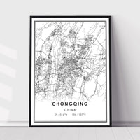
              Chongqing, China Modern Style Map Print
            