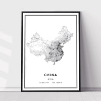 
              China, Asia Modern Style Map Print 
            