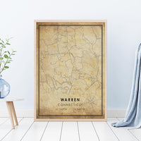 
              Warren, Connecticut Vintage Style Map Print 
            