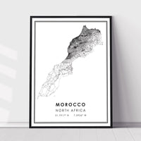 
              Morocco, North Africa Modern Style Map Print 
            