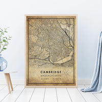 
              Cambridge, Massachusetts Vintage Style Map Print 
            