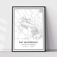 
              Raf Mildenhall, United Kingdom Modern Style Map Print 
            