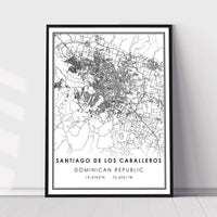 
              Santiago De Los Caballeros, Dominican Republic Modern Style Map Print 
            