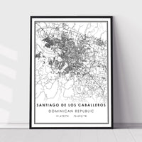 Santiago De Los Caballeros, Dominican Republic Modern Style Map Print 