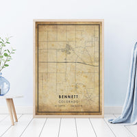 
              Bennett, Colorado Vintage Style Map Print 
            