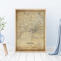 
              Lucca, Italy Vintage Style Map Print 
            