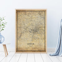 Lucca, Italy Vintage Style Map Print 