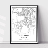 Clermont, Florida Modern Map Print 