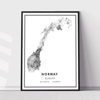 
              Norway, Europe Modern Style Map Print 
            
