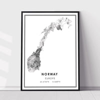 Norway, Europe Modern Style Map Print 