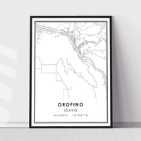 
              Orofino, Idaho Modern Map Print 
            