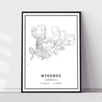 
              Mykonos, Greece Modern Style Map Print 
            
