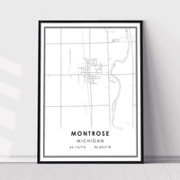 Montrose, Michigan Modern Map Print 