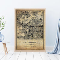 
              Broomfield, Colorado Vintage Style Map Print 
            