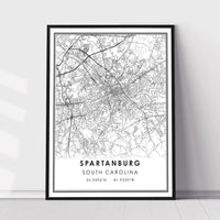 
              Spartanburg, South Carolina Modern Map Print 
            